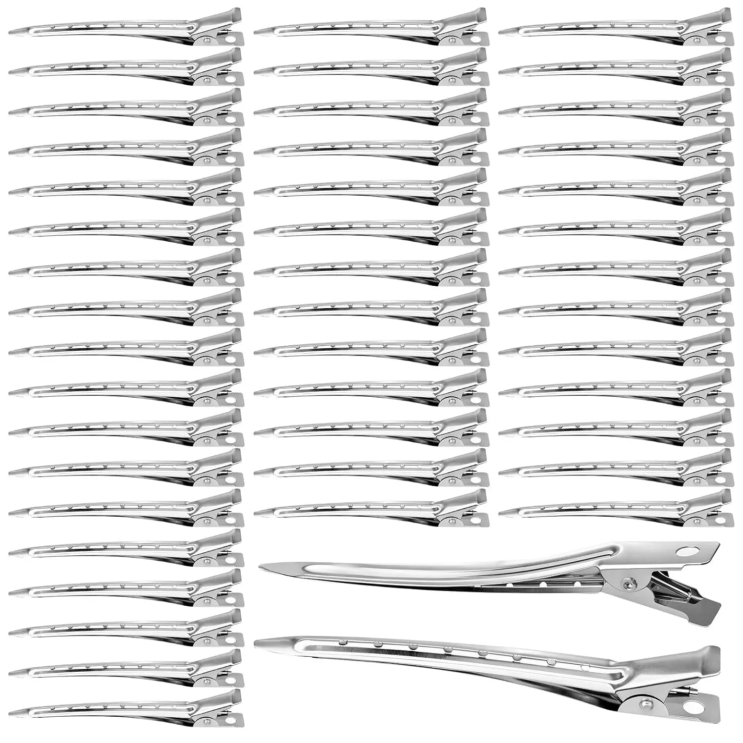 300 Pack Duck Bill Hair Clips with Holes, 3.5" Rustproof Metal   Clips for Salon and Women Girls Bows DIY Accessories