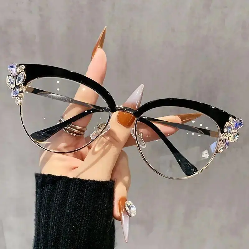 Unisex Oversized Cat-Eye Oval Anti Blue Glasses - Full-Rim Polycarbonate & Metal Tortoiseshell Frame, Lightweight Stylish Trendy Eyewear, Adult Sports Accessory, Ideal Christmas Gift for Work Use, Stylish Protective Glasses, Trendy Frames, Eyewear Frame