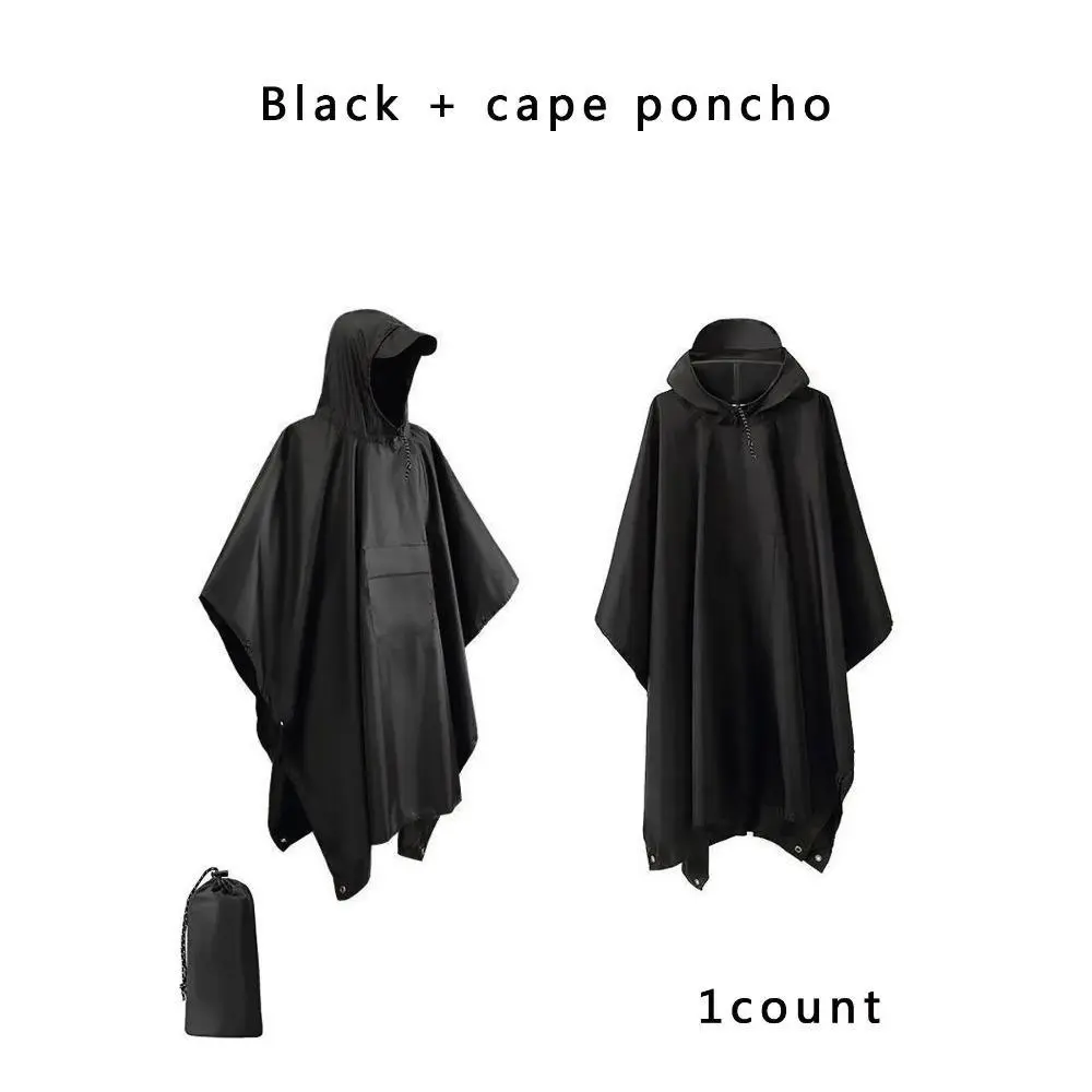 Lightweight Hooded Rain Poncho, Packable & Breathable Outdoor Gear for Hiking Travel, Windproof Outer Coat, Storage Bag, Waterproof, 3 In 1, Climbing, Daily Outdoor Activities, Built-In Hood, Camping&Hiking, Unisex