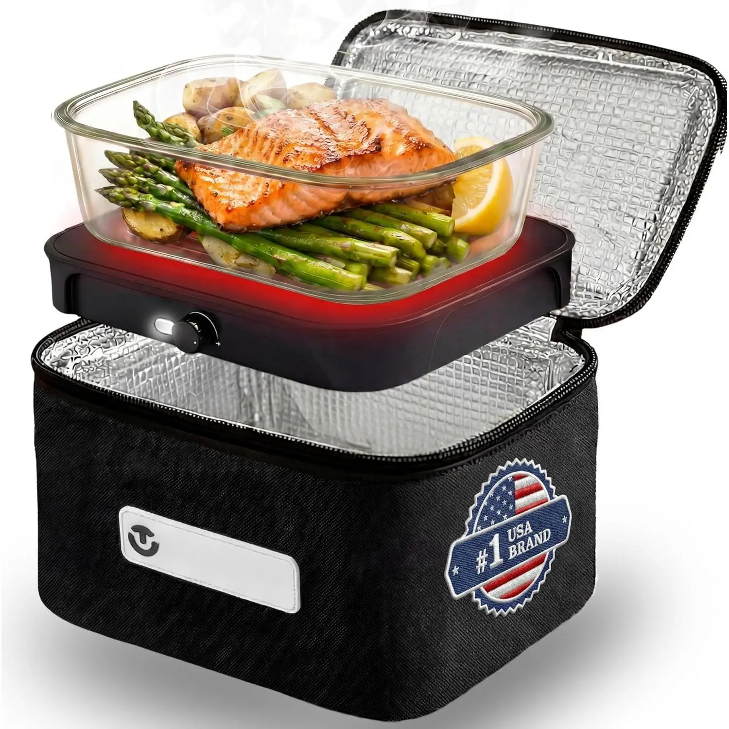 Portable Microwave, Portable  Warmer For Work &  Use, Heated Lunch Box 12V/24V/110V, Mini Portable Oven 3-in-1  Heater, Electric Lunch Box, Calentador de Comida Portatil