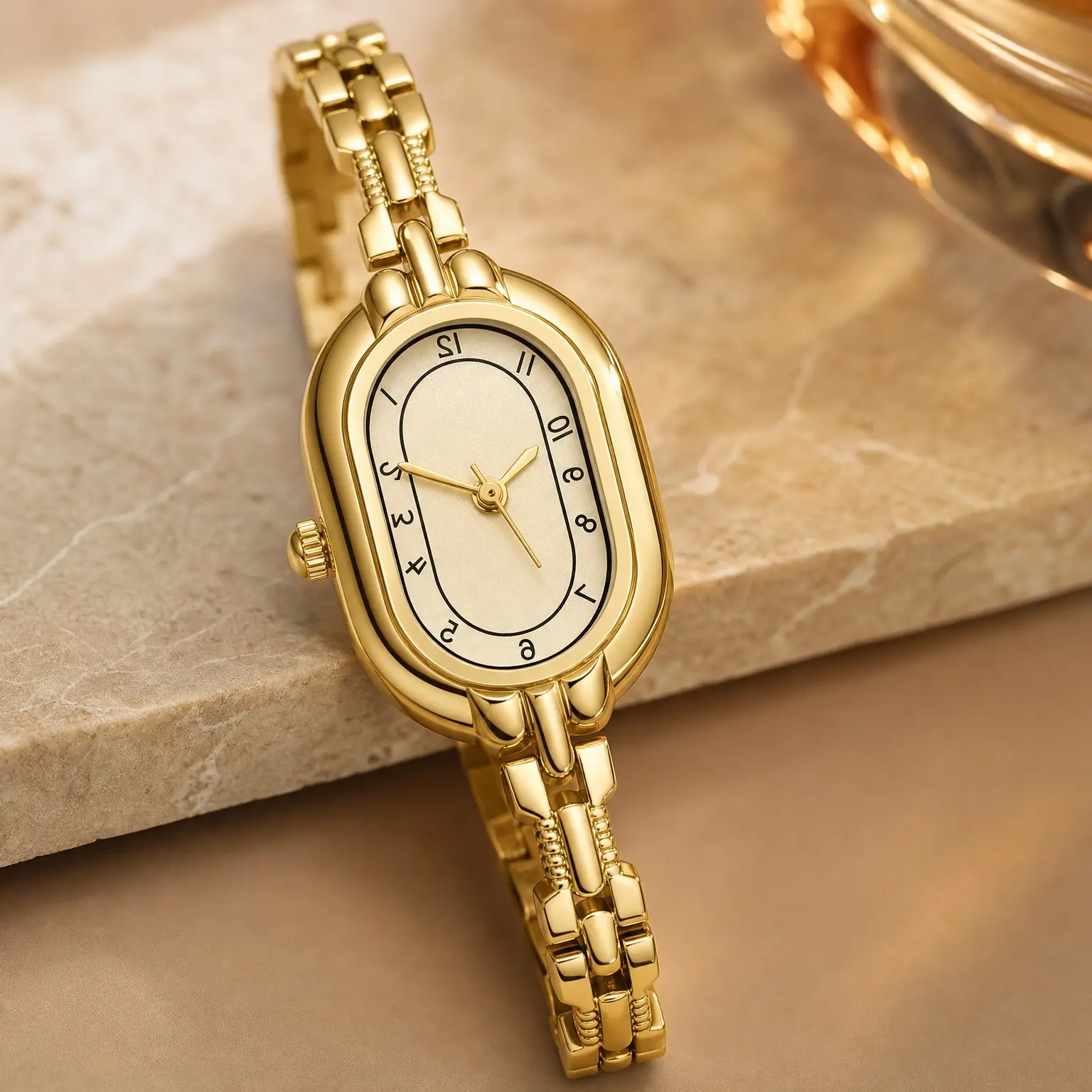 Women's Gold Dainty Vintage Bangle Bracelet Watch, Easy Read Numeral Dial, WaterproofGift