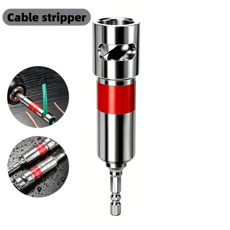 1Pc Wire Stripper Tool for Power Drill, Wire Stripping Tool, 1/4" Hex Shank Automatic Cable Stripper, Professional Damage-Free Electrical Wire Peeling Tool for Electricians