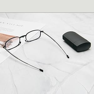 2 Pack Folding Reading Glasses Stainless Steel Mini Anti-Blue Light Blocking Reader for Men Women