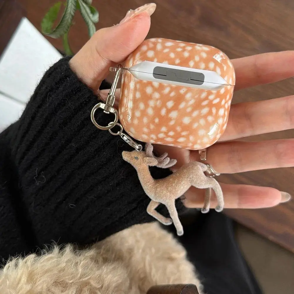 New Year Cute Deer Elk Pattern Earphone Case For Apple Airpods Pro 2 3 4 Pro2 Pro3 Wireless Headset Cover Soft Case with Pendant
