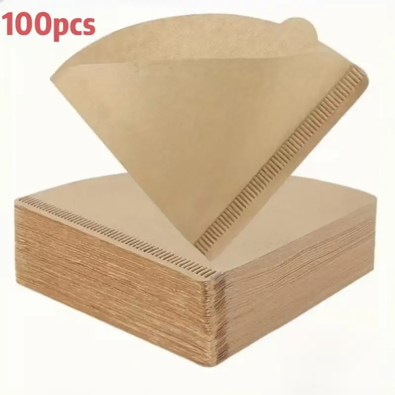 100pcs is suitable for V60 coffee filter paper-compatible with V60 tipping type, suitable for 1-3 cups, reusable, high-quality materials, minimalist design, very suitable for home and professional use, coffee bar accessories, coffee machine filters,