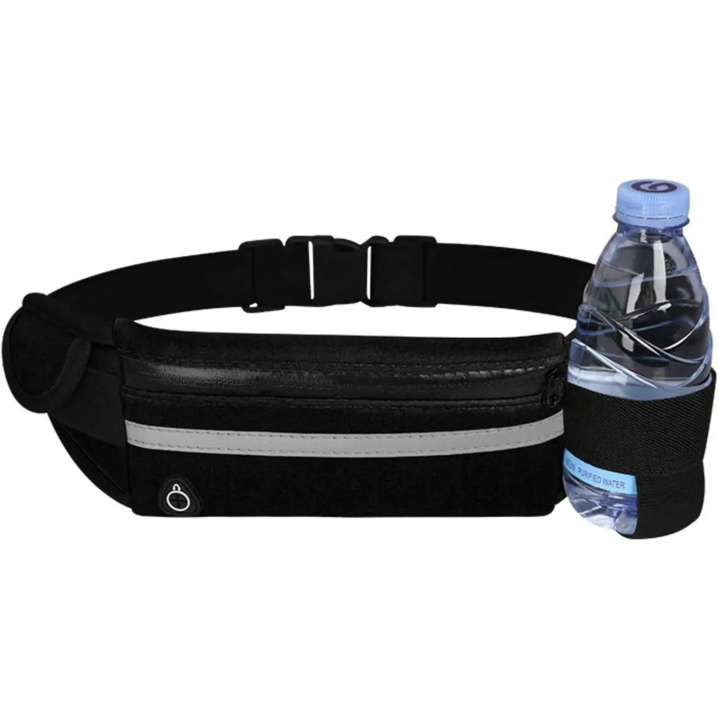 Large Running Belt with Water Bottle Holder, Sweatproof Waterproof Sports Fanny Pack, Machine Washable, Holds Phone Keys Cash Cards (Black),techvibes
