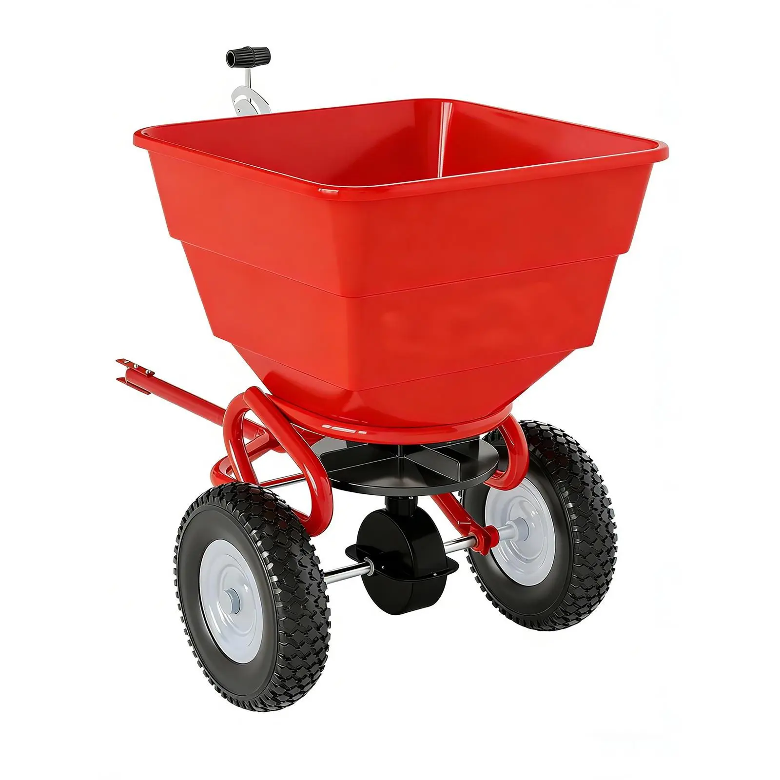 Heavy Duty Tow Behind Broadcast Spreader 130LBS – 10" Pneumatic Tires – Adjustable Stream Control – Lawn & Garden Seeder for Fertilizer, Seed, Salt, Ice Melt