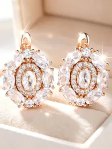 Bold Shimmering Drop Earrings, Geometric Design, Casual Style, Perfect for Weddings, Parties, Travel, All Seasons