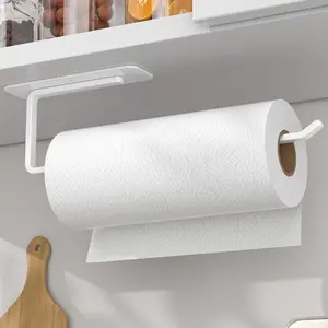 Paper Towel Holder - Self-Adhesive or Drilling, White Wall Mounted Paper Towel Rack for Kitchen, SUS304 Stainless Steel Kitchen Roll Holder Under Cabinet