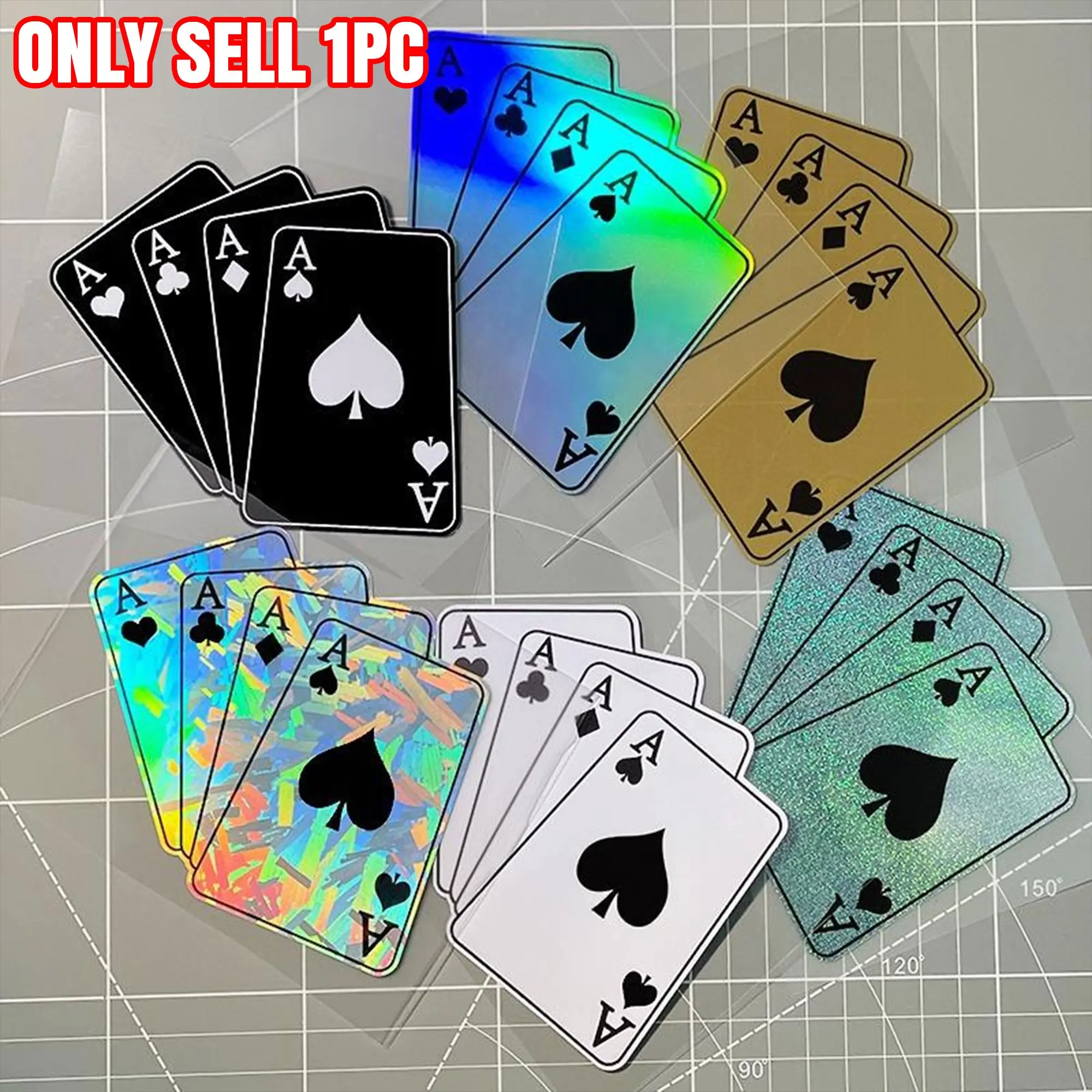 1PC Playing Card Motorcycle Stickers, Waterproof Vinyl Decals for Motorbike Front Fairings, Scooter Bodies, Side Panels, Fuel Tank, DIY Car Windows, Creative Playing Card Decoration, Truck Sticker, Graphic Decal