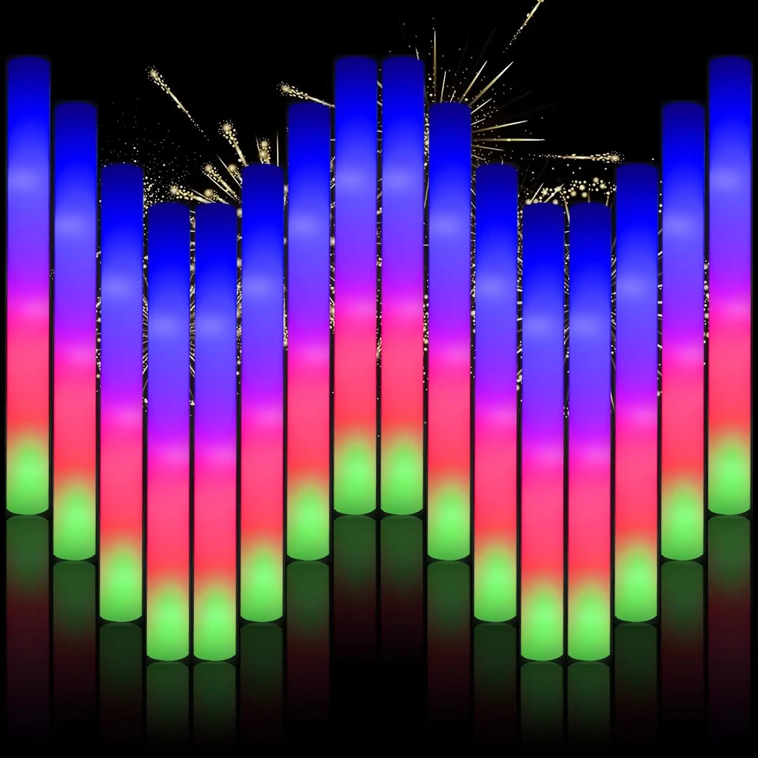 70pcs Foam Sticks Bulk, Foam Glow Sticks 3 Flashing Modes for Wedding Glow in The Dark Party Supplies, Light up Wands for Birthday, Outdoor Camping, Ravesfidget toys