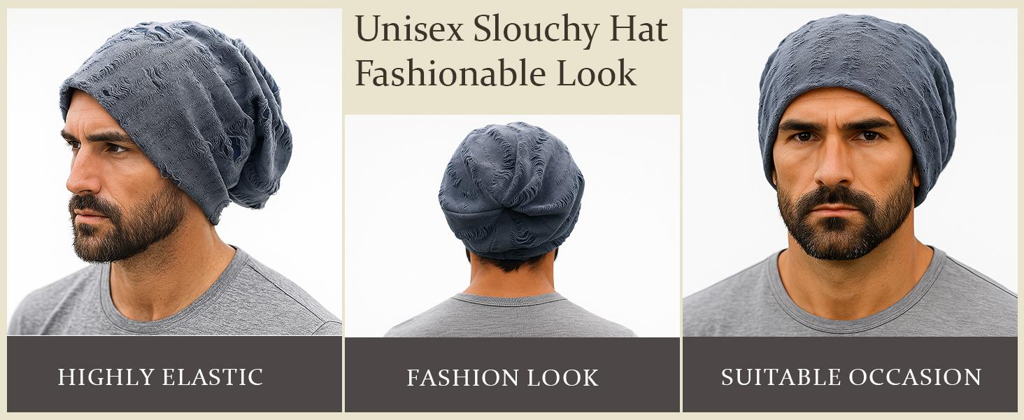 Slouchy Knit Beanie Hat for Women Men Chemo Hat Stretch Cancer Head Wraps Sleep Head Thin Cotton Skull Cap