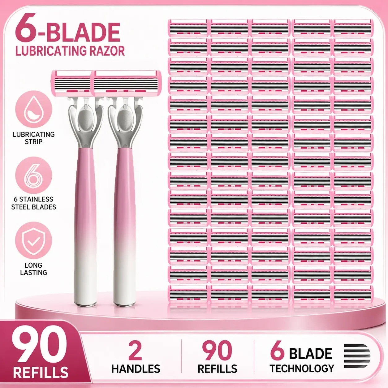 Universal Shaving Kit with 6-Blade System, Quick & Durable Razor, Skin Protection, Easy Yearly Use, Washable Design, Model 610366