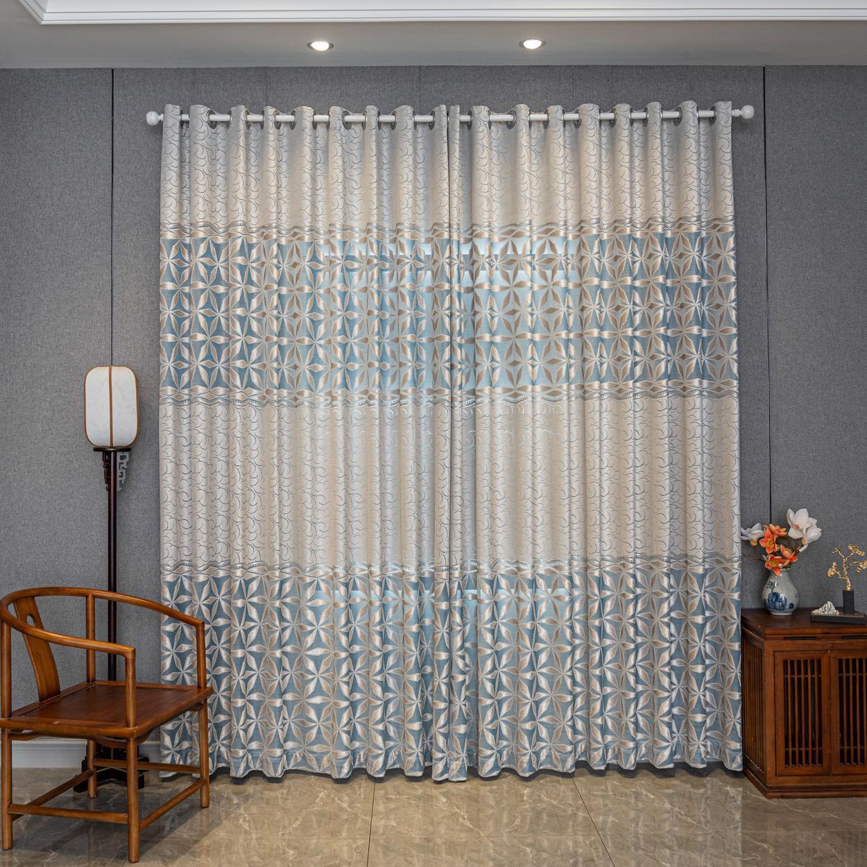Geometric Pattern Window Curtain Panel, Easy Install Curtain, Modern Grommet Privacy Curtain for Living Room, Balcony, Bedroom and Restaurant, Home Decorative