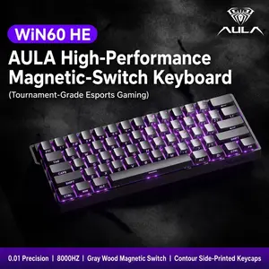 AULA Win60 HE wired game keyboard, 60% arrangement, 61-key portable mini layout, cool RGB lighting effect, sensitive magnetic axis, high-performance chip, compatible with Windows/AMC system, suitable for e-sports office.