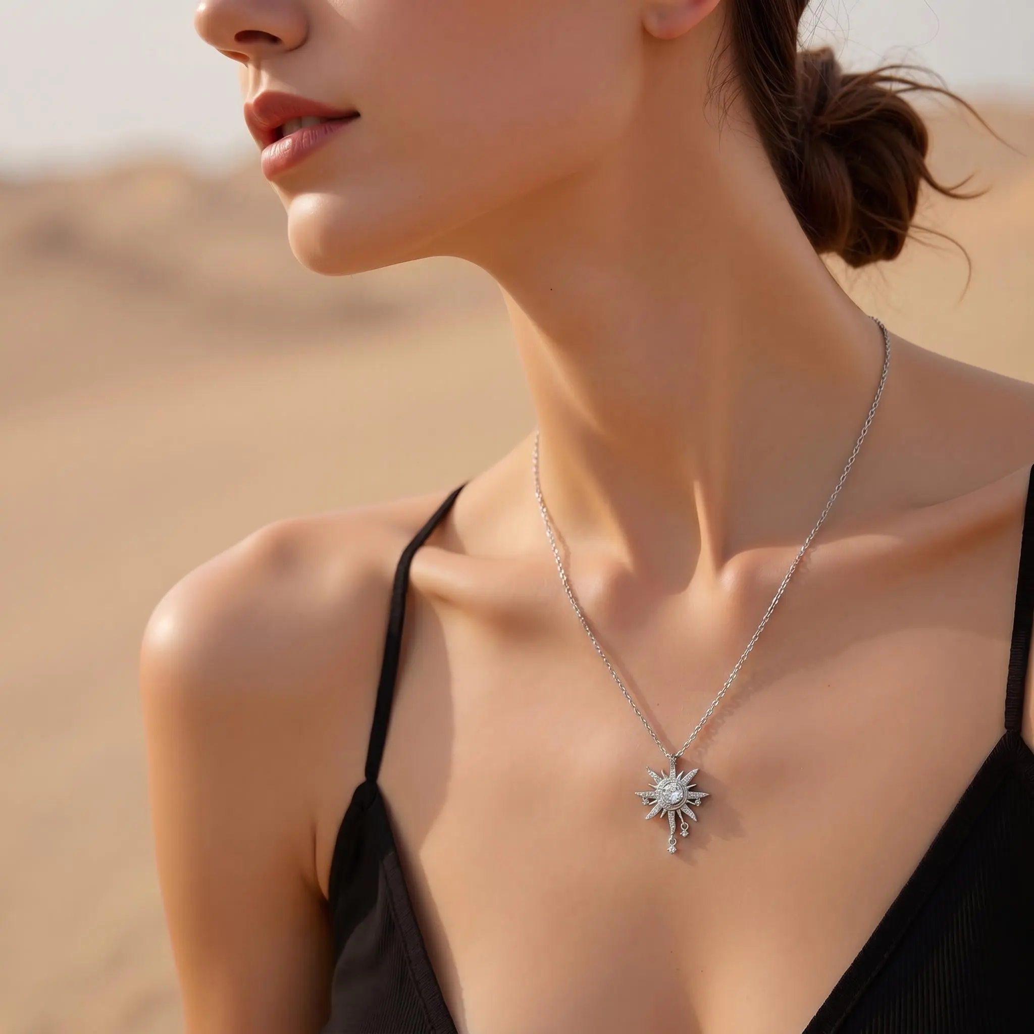 Moissaniteearrings womensjewelry beadedbracelets eternityband crowncross planet necklace, female versatile, collarbone chain ins non-fading pendant  Cross Necklace clavicular necklace  peace symbol necklace day gift christmas gift birthday accessory