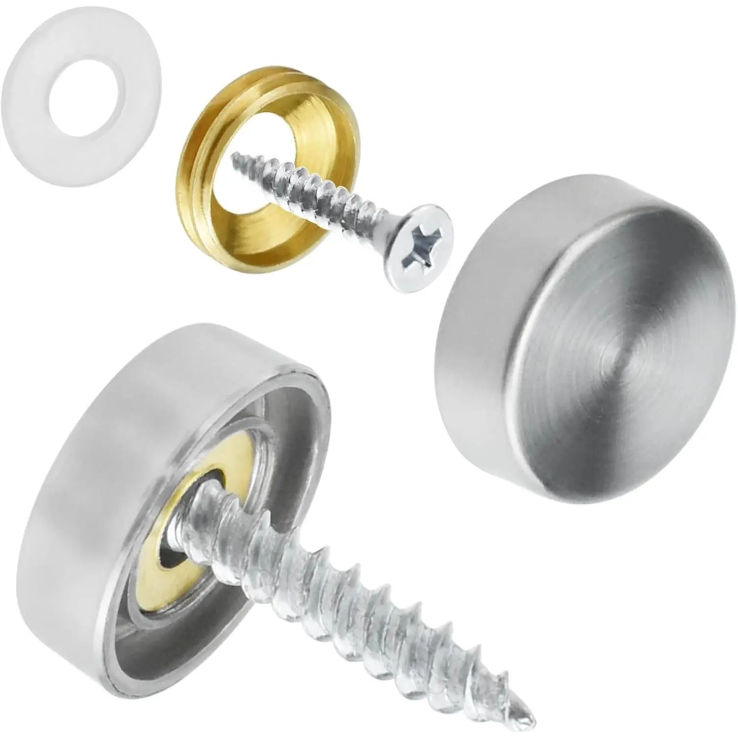 24 count Stainless Steel Screw Cover Cap, 0.63"/16mm Diameter Mirror Screw Cap, Decorative Screws Cover Fasteners for Furniture, Mirrors, Signage, and Advertising Hardware
