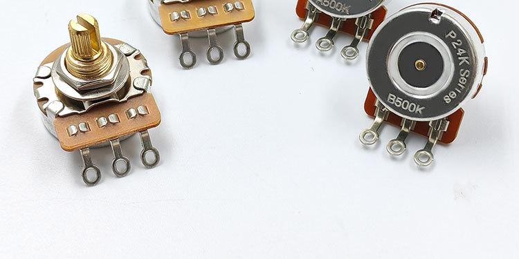 24-tooth copper shaft short shaft potentiometer for electric guitar and bass, knob switch for tone and volume, 500K resistance, 250K resistance, wholesale
