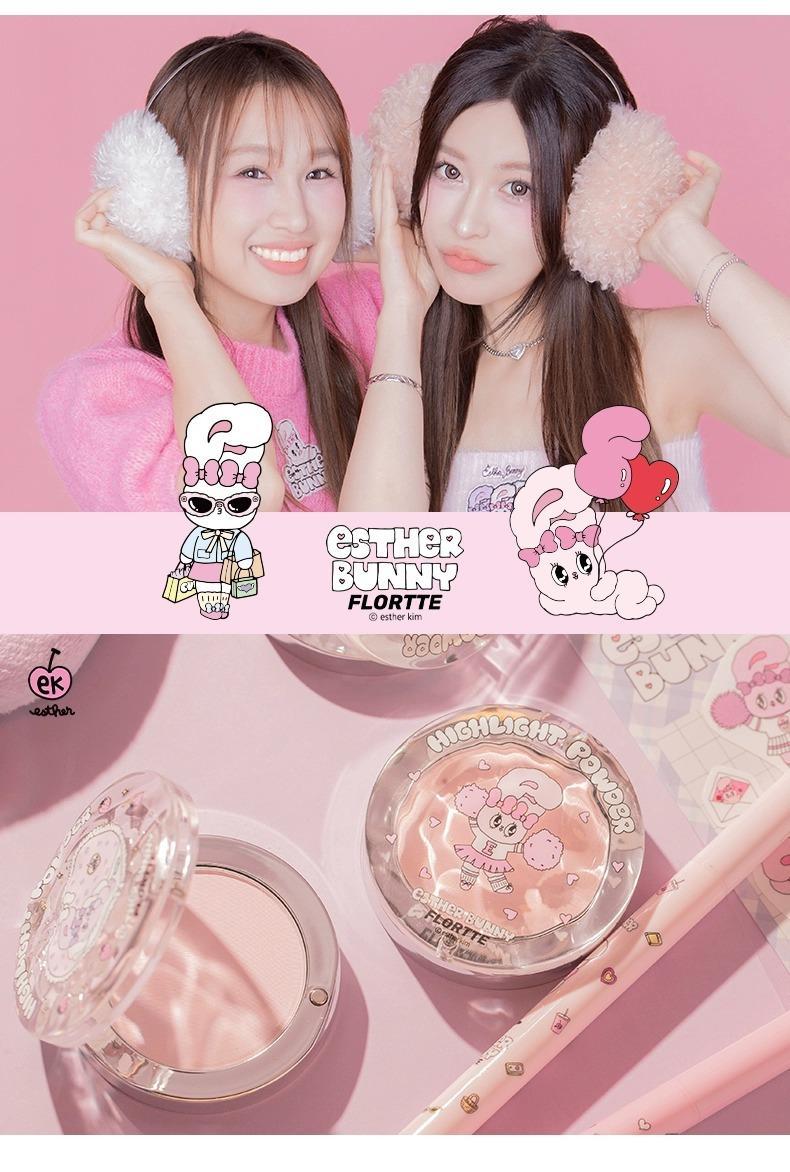 FLORTTE Esther Bunny Single-Colour Highlighter Powder Matte Brighten Contour Palette Face Makeup Cosmetics