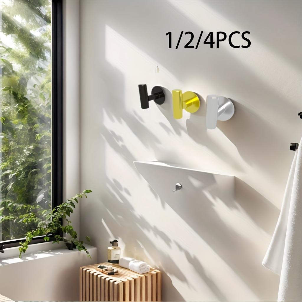 2-piece set of plastic hooks, no-drill adhesive hooks, suitable for bathroom, hat and closet storage, wall-mounted, silver/black/gold