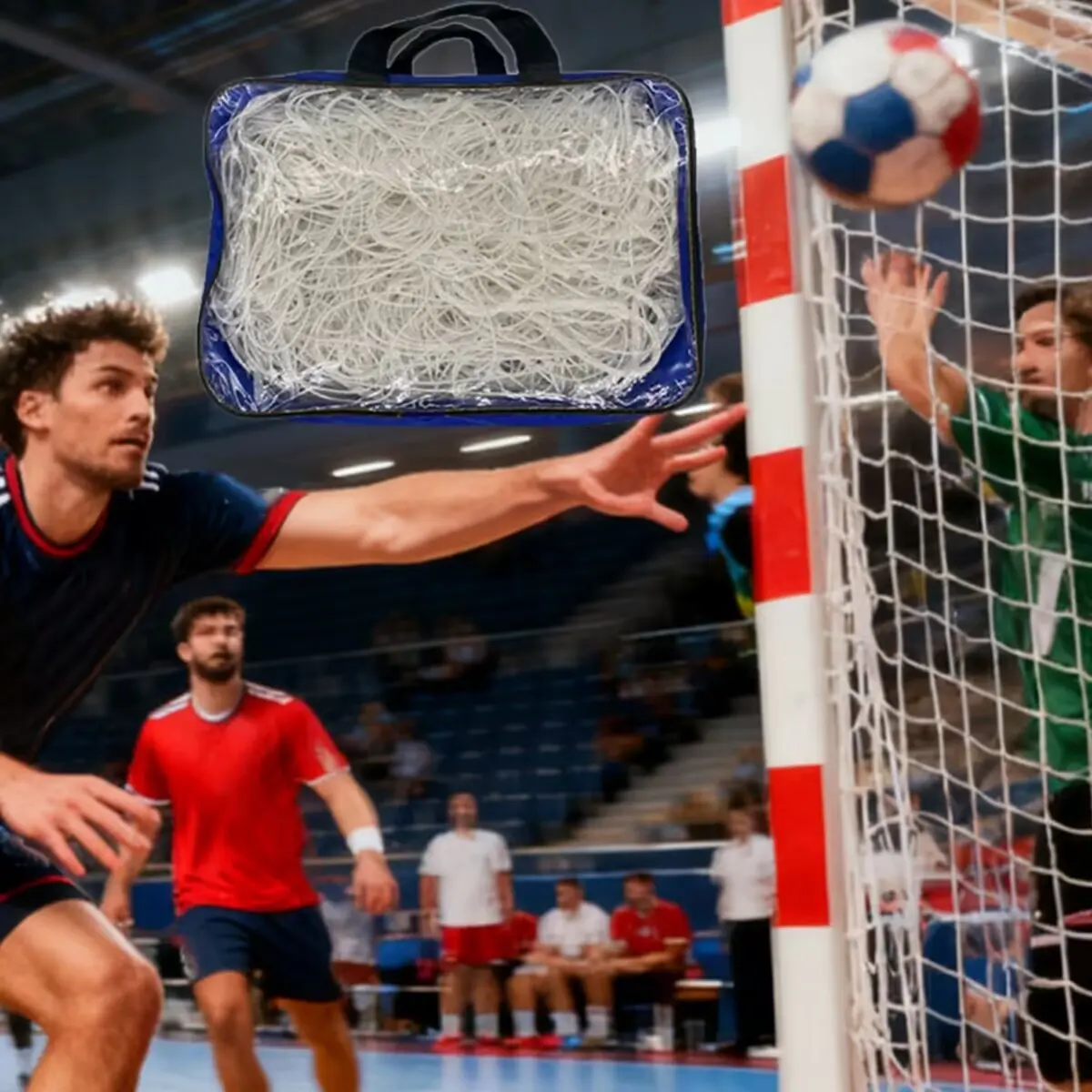 Handball Net Set, Pe Material, Durable Waterproof Handball Replacement Net, Indoor Training Essential, Includes Storage Bag
