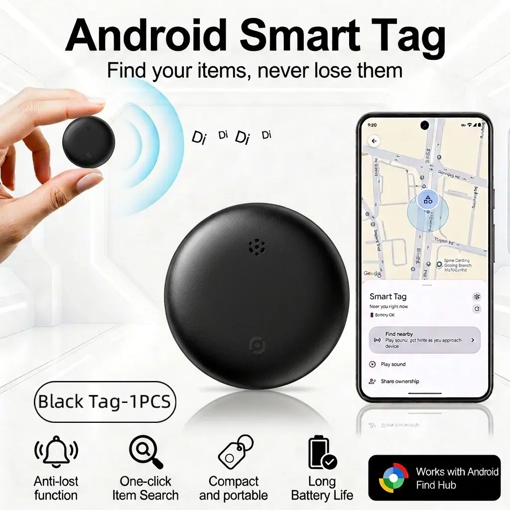 Android Smart Location Tracker Tag Anti-Lost Bluetooth Locator Item Finder For Suitcase Keys Bag Toys Keychain Tracker Works with Google Find Hub