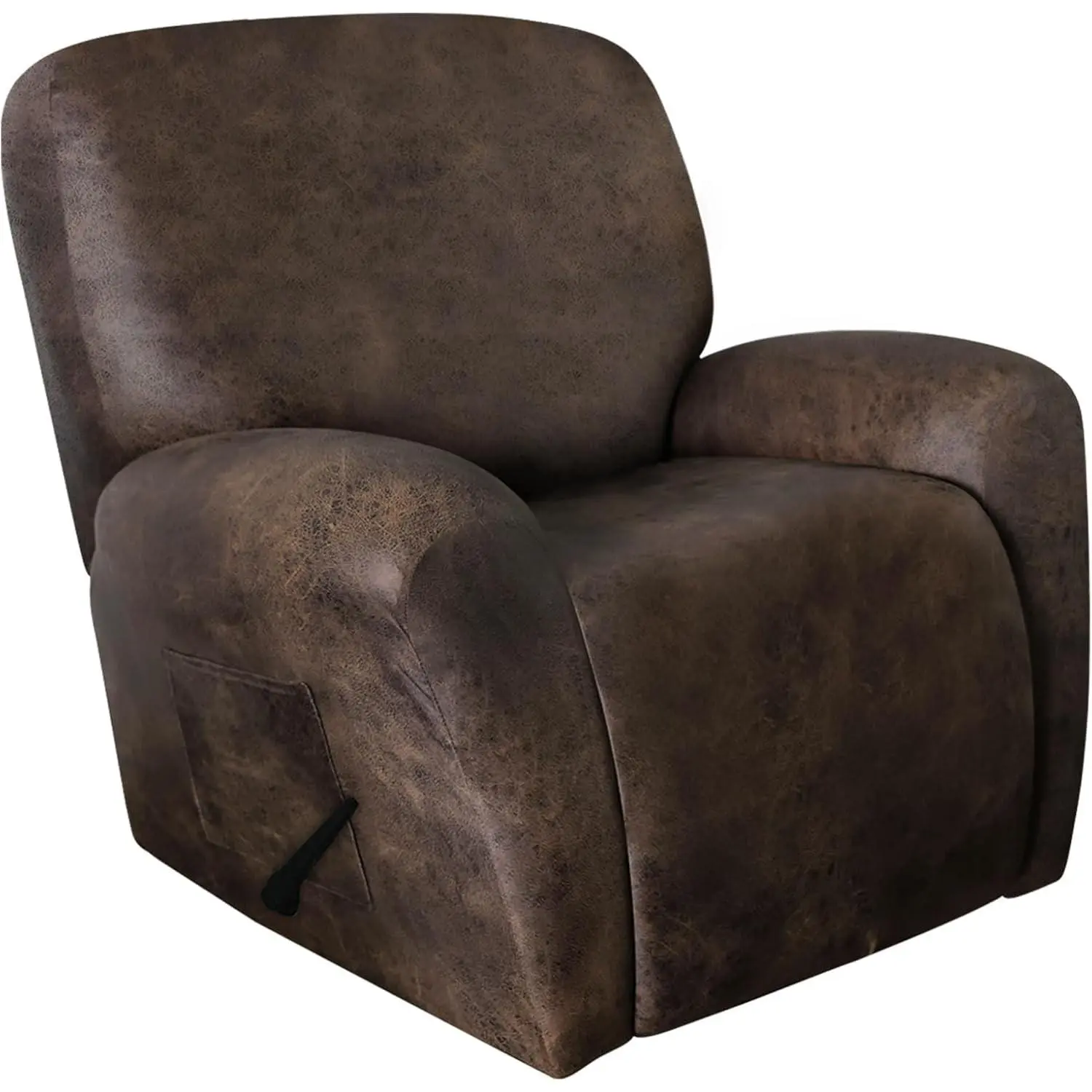 Recliner Chair Covers Leather Like, 4 Pieces Recliner Cover for Recliner Chair, Soft Sofa Slipcover Furniture Protector Washable Sofa Cover for Pets Kids (X-Large, Dark Brown)