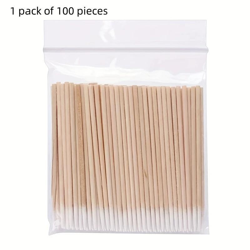100pcs Beauty Salon Precision Soft Pure Cotton Swabs, Remover Swab, Tattoo Removal, Makeup Brush, Nail Art Polish, Dusting Tool, Disposable Hygiene Cotton Sticks