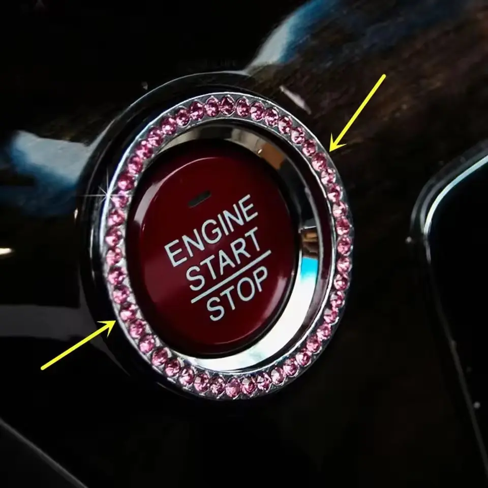 Car Ignition Ring Rhinestone Design Start Engine Ring Car Ignition Button Decoration Ring Start Engine Ring Car Start Button