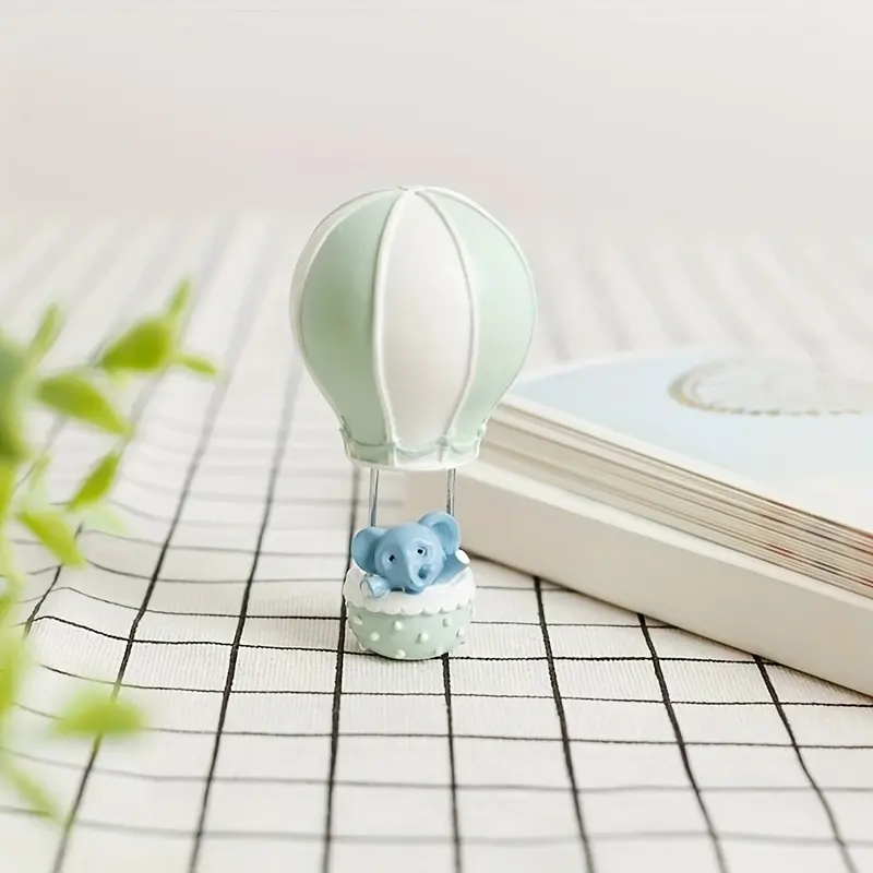 1pc Mini Cute Hot Air Balloon, Rabbit and Elephant Statues, Decorative Sculptures, Family Table Decorations, Cute Resin Hot Air Balloon Crafts with Animal Shaped Easter Bunny Hot Air Balloon Ornaments