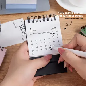 Gold Foil Mini Desk Calendar 2027-2028, 18-Months Flip Planner, Stable Triangle Stand, Heavy-Duty Binding, Writeable Paper, Free Color Option