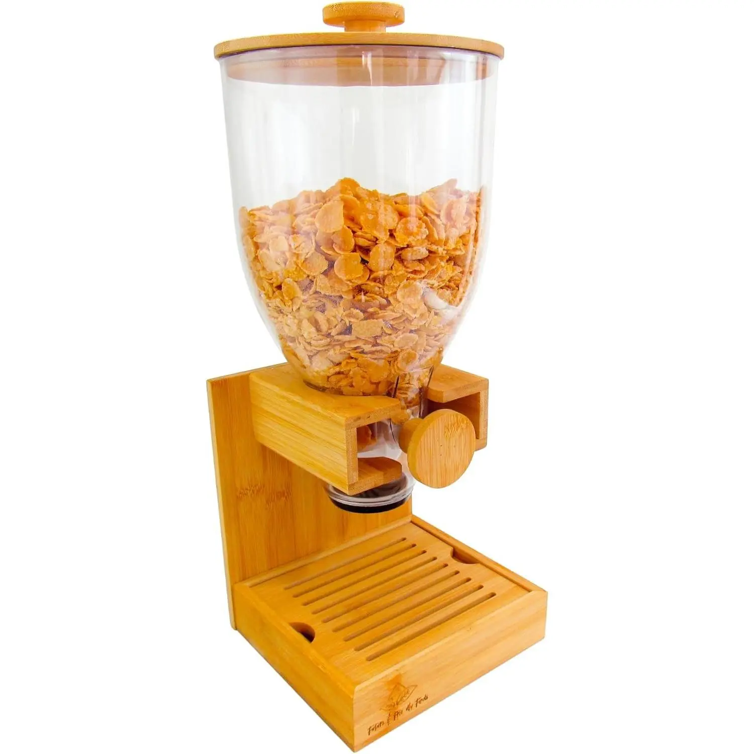 Bamboo Dispenser 3.5Liters (118 fl Oz) , Cereal Dispenser, Storage Container, Snack Bar Station, Dry Food Dispenser, Cereal Dispenser Countertop, House Essentials