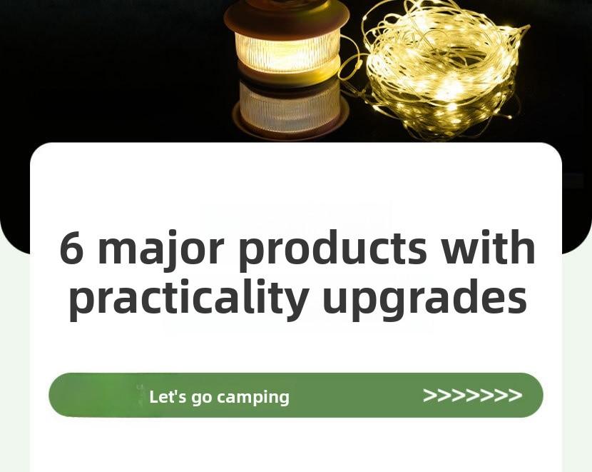 Outdoor Camping String Lights Warm White LED Fairy Lights with Ruler Design Windproof Rope Lantern for Tent Decoration Festival Party Night Lighting