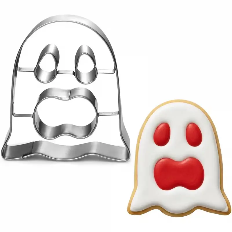 3D Halloween Ghost Shaped Cookie Mold, Stainless Steel Cutter, Dishwasher Safe, Ideal for Baking DIY, Party Themes, Family Baking