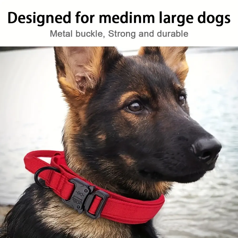 Durable Tactical Dog Collar for Large Dogs, High-Strength Nylon Training Collar, Suitable for German Shepherds and Labradors, Strong Puppy Harness, German Shepherd Accessories
