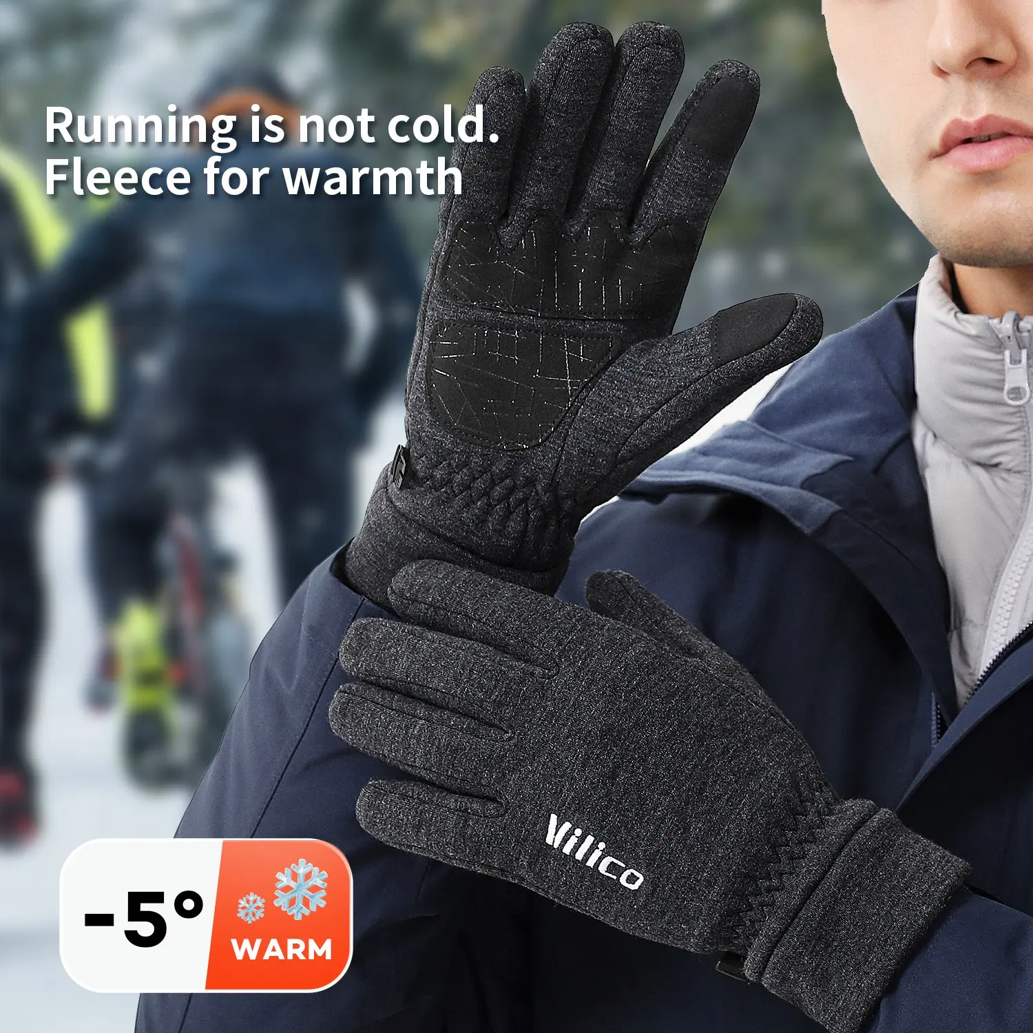 Winter Warm Gloves, Windproof Touchscreen Gloves, Unisex Outdoor Sports Gloves, Anti-Slip Durable Design, Ideal for Running Cycling Fitness