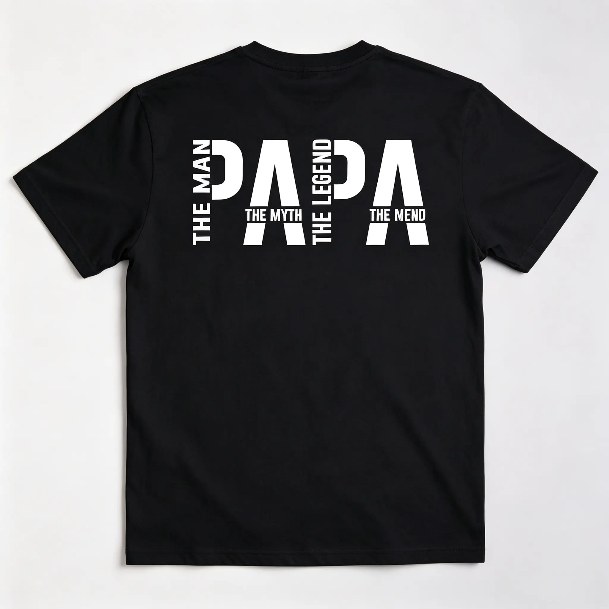 Papa The Man The Myth The Legend Back Print Graphic Cotton T‑Shirt, Oversized Comfort Cute Fashion Casual Outfit, Ideal Valentine's Day Father’s Day Holiday Gift For Him Her Papa Family Friends Best Present
