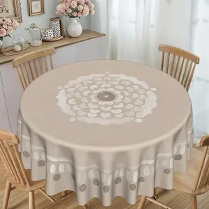 Modern Elegant Patterned Round Tablecloth, 120g/m² Polyester, Durable Furniture Protector, Party Decor, Outdoor Picnic, Hotel Restaurant Home Garden
