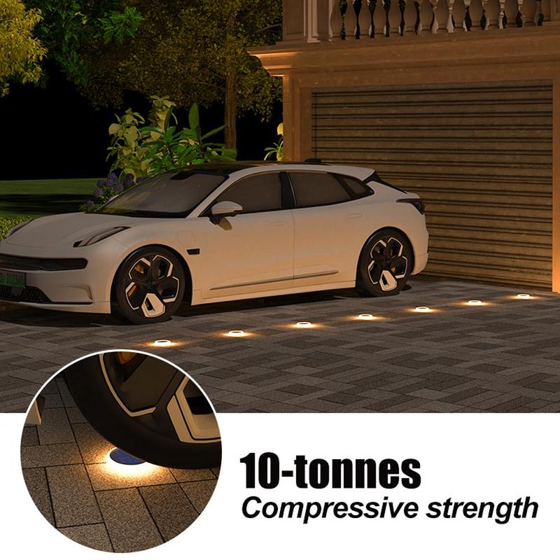 Large Round Blue and Warm Light Solar Ground Light, IP68 Waterproof Garden Decor, Automatic Outdoor Solar Deck Light for Pathways and Patios, 4/6 Pack with 30 LED for Long Lasting Illumination