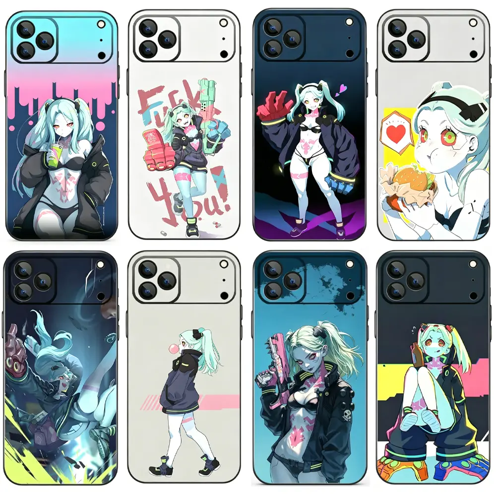 Rebecca Cyberpunk Edgerunners Contemporary Art Phone Case - Eco-Friendly, Anti-Drop Black Soft Mobile Accessory for iPhone 17, 16 Pro Max, 15, 14 Plus, 13, 12, 11 Phones & Electronics Accessories