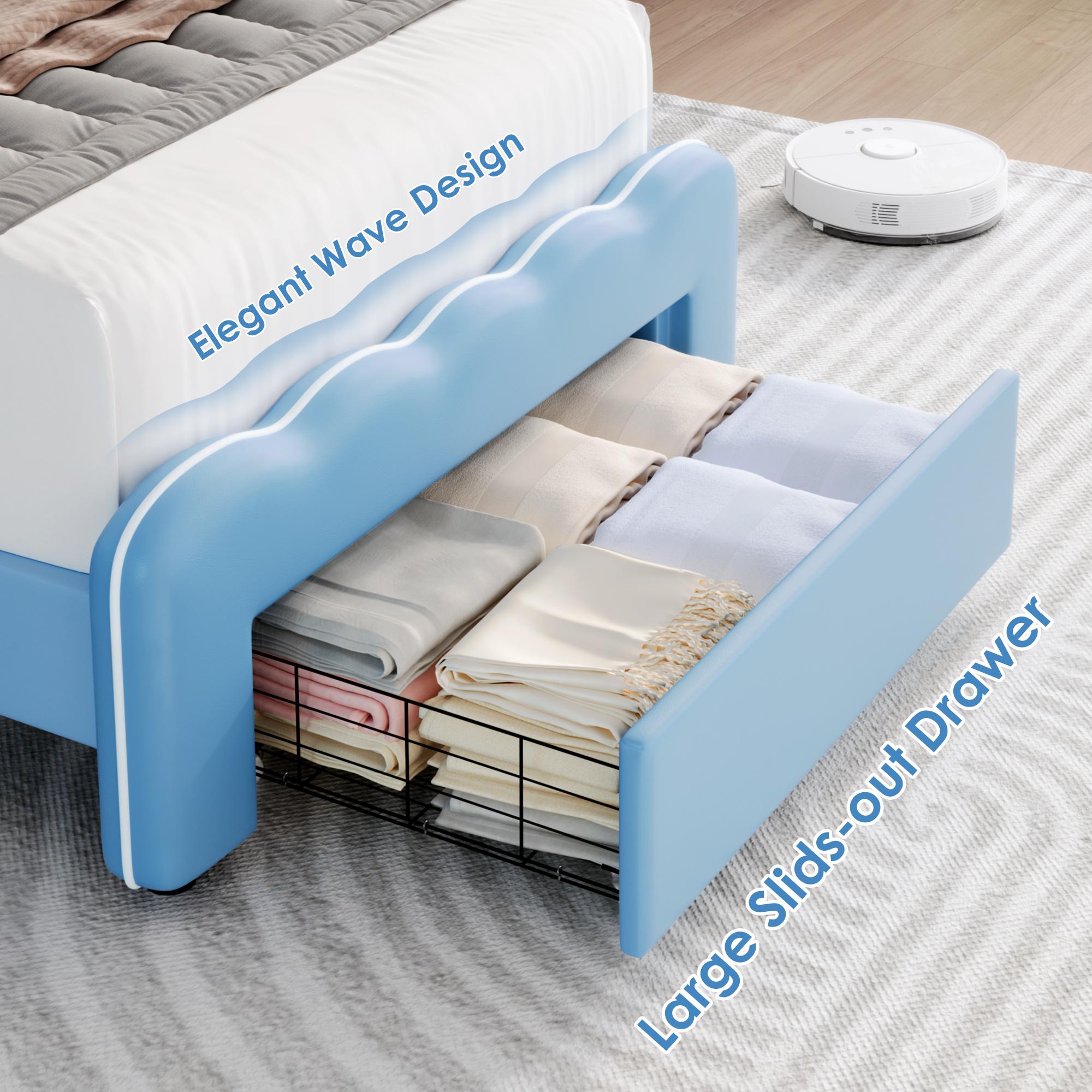 HOSTACK Modern Upholstered LED Bed Frame with Adjustable Lotus Headboard, Velvet Platform Bed Frame with storage drawer, Wooden Slats Support, No Box Spring Needed, No Mattress HOSTACK Modern Upholstered LED Bed Frame with Adjustable Lotus Headboard, Velvet Platform Bed Frame with storage drawer, Wooden Slats Support, No Box Spring Needed, No Mattress