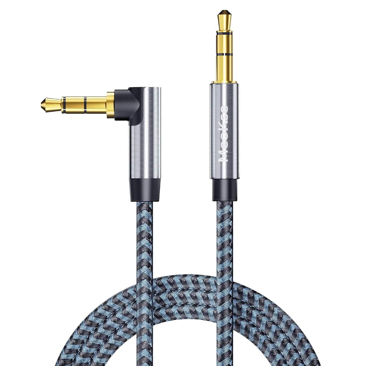 Aux Cord 6FT  3.5mm Male to Male Stereo Audio Cord 90  Right Angle Aux Audio  2Pack Nylon Braided AuxCable Compatible with   Tablets Speakers 24K  Plated