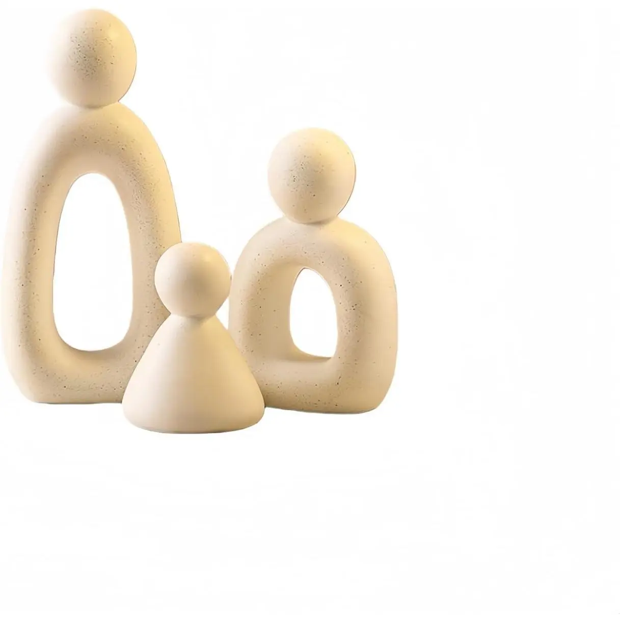 Abstract Family of 3 Collectible Figurines - White,Modern sculptures for  decor in living room,  as knick knacks for shelves and TV stand decor, adding elegant accents to your space.