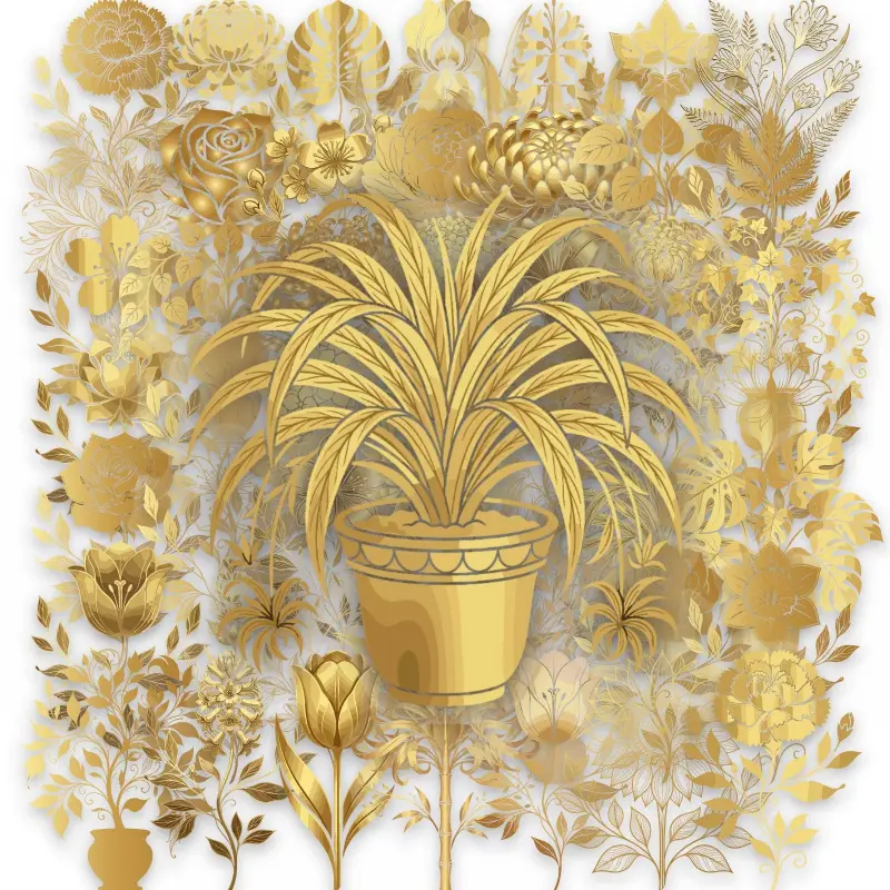 50pcs Gold Floral Stickers PET Transparent Stickers for Laptop Tablet Phone Crafts
