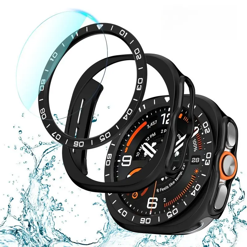 1set for Samsung Galaxy Watch Ultra 2 47mm Screen Protector & Case | Hard PC Bumper / HD Anti-Fog Tempered Glass Protective Film Accessories, Face Cover Set for Women Men Smart Watch Accessories