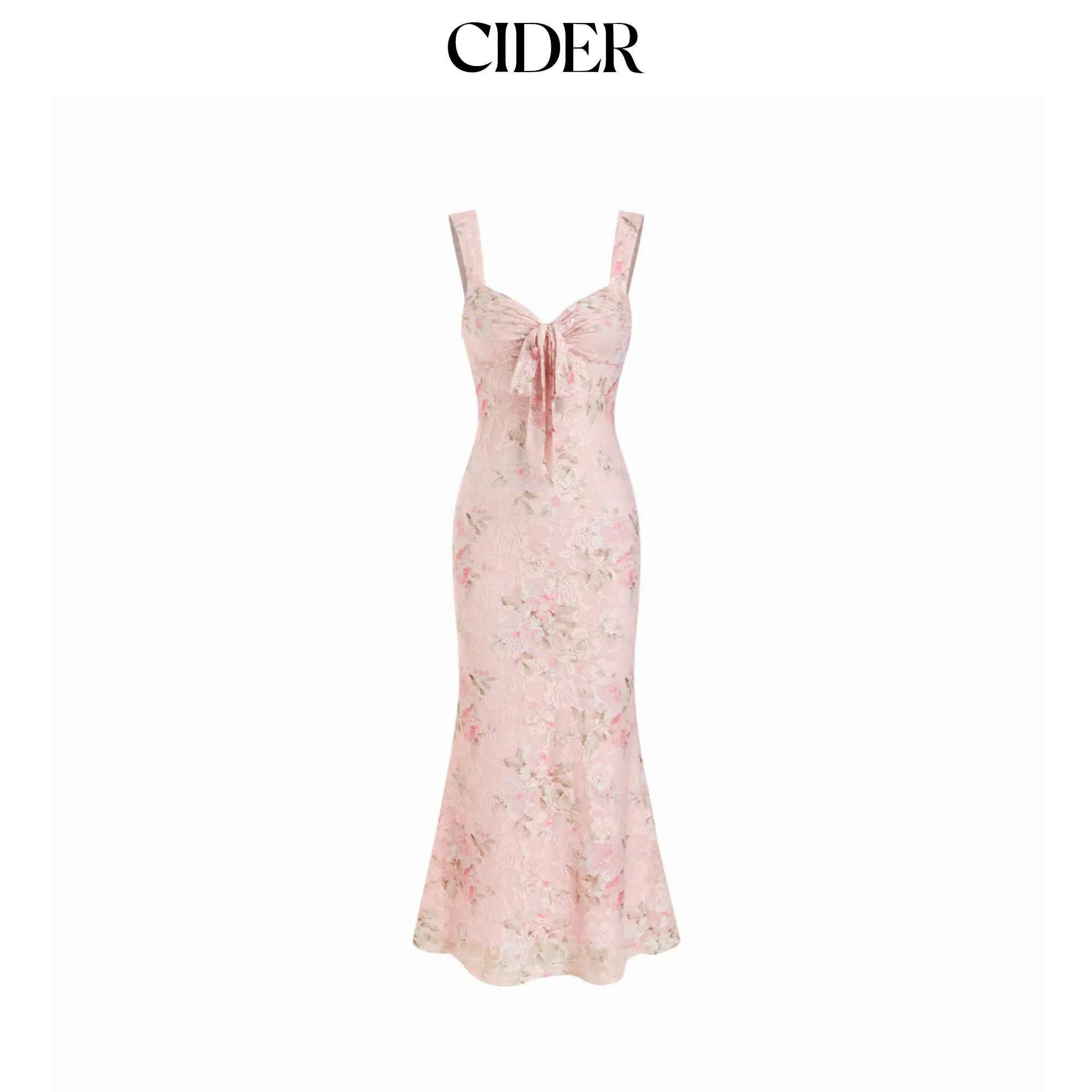 Cider Lace Floral Sweetheart Twist Knotted Mermaid Maxi Cami Dress SohoChic