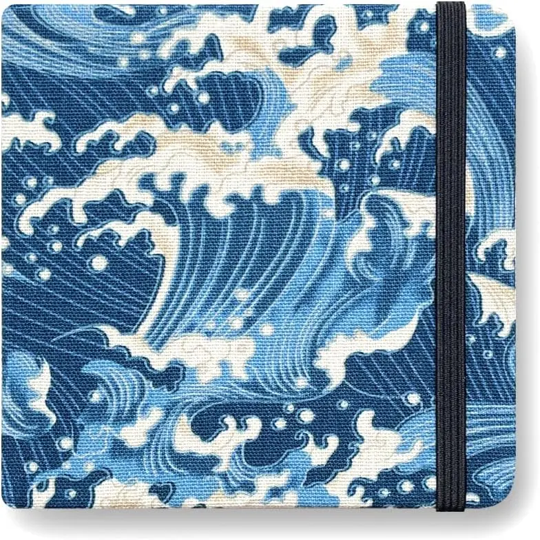 Hardcover 5x5 Bleedproof Marker Paper Sketchpad, 110 gsm Ink Bristol Paper Art Drawing Journal, 88 Sheets (176 Pages) for Markers Ink Mediums, Blue Waves Design
