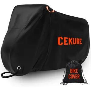 WaterProof Outdoor 210D Bike Cover for 1-2 Bikes Heavy Duty Oxford Tear Resistant Windproof Outdoor Storage Bicycle Cover for Ebikes with Carry Bag