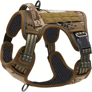 Painless No Pull Large Dog Tactical Harness - Durable-Style Vest with Reflective Straps And Secure Control Handle - Perfect for Training, Working And Service Dogs, Without Battery