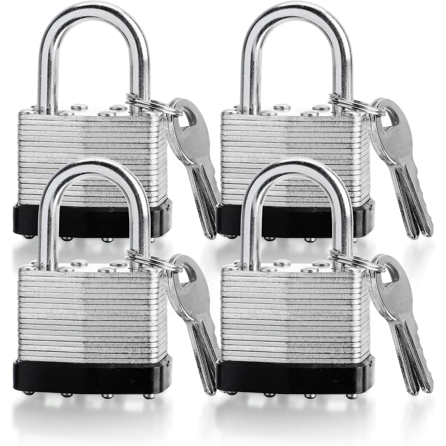 4 Pack Pad Locks with Same Key, Duty Keyed Alike Locks| Same Key Convenience, 4 Locks Share Keys, Body for,, Garages and Use